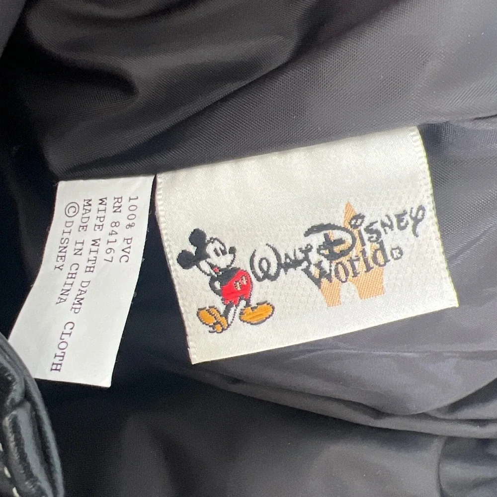 Walt Disney World Mickey Mouse Black Faux Leather Rucksack Backpack Vintage